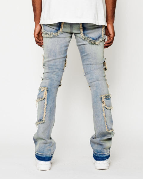Golden Denim - The Patchwork Mykonos Flared Jeans (Blue)