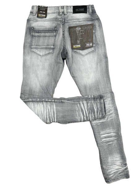 Octane - Clean Light Wash Jeans W/ Rips (Grey)