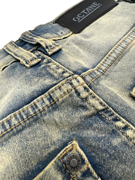 Octane - Clean Light Wash Jeans W/ Rips (Dark Tint Blue)