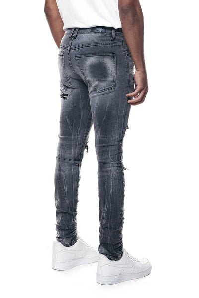 Smoke Rise - Distressed Rip & Repair Super Skinny Jean (Pluto Grey)