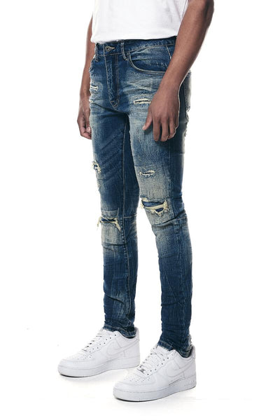 Smoke Rise - Distressed Rip & Repair Super Skinny Jean (Westport Blue)