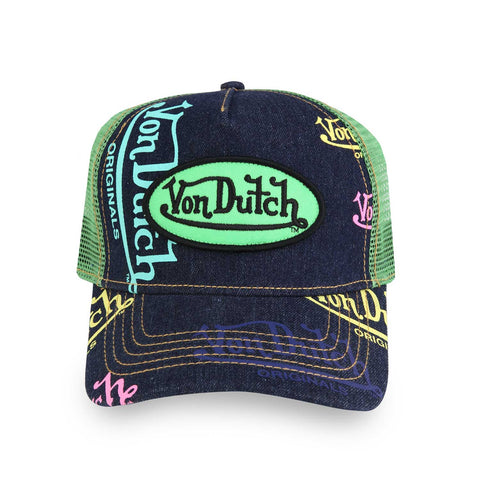 Von Dutch - Denim Lime Green Trucker Hat (Lime Green)