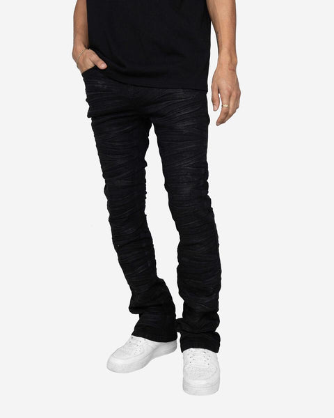 EPTM - Wax Wave Denim Skinny Flare Jeans (Black)