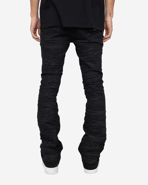 EPTM - Wax Wave Denim Skinny Flare Jeans (Black)