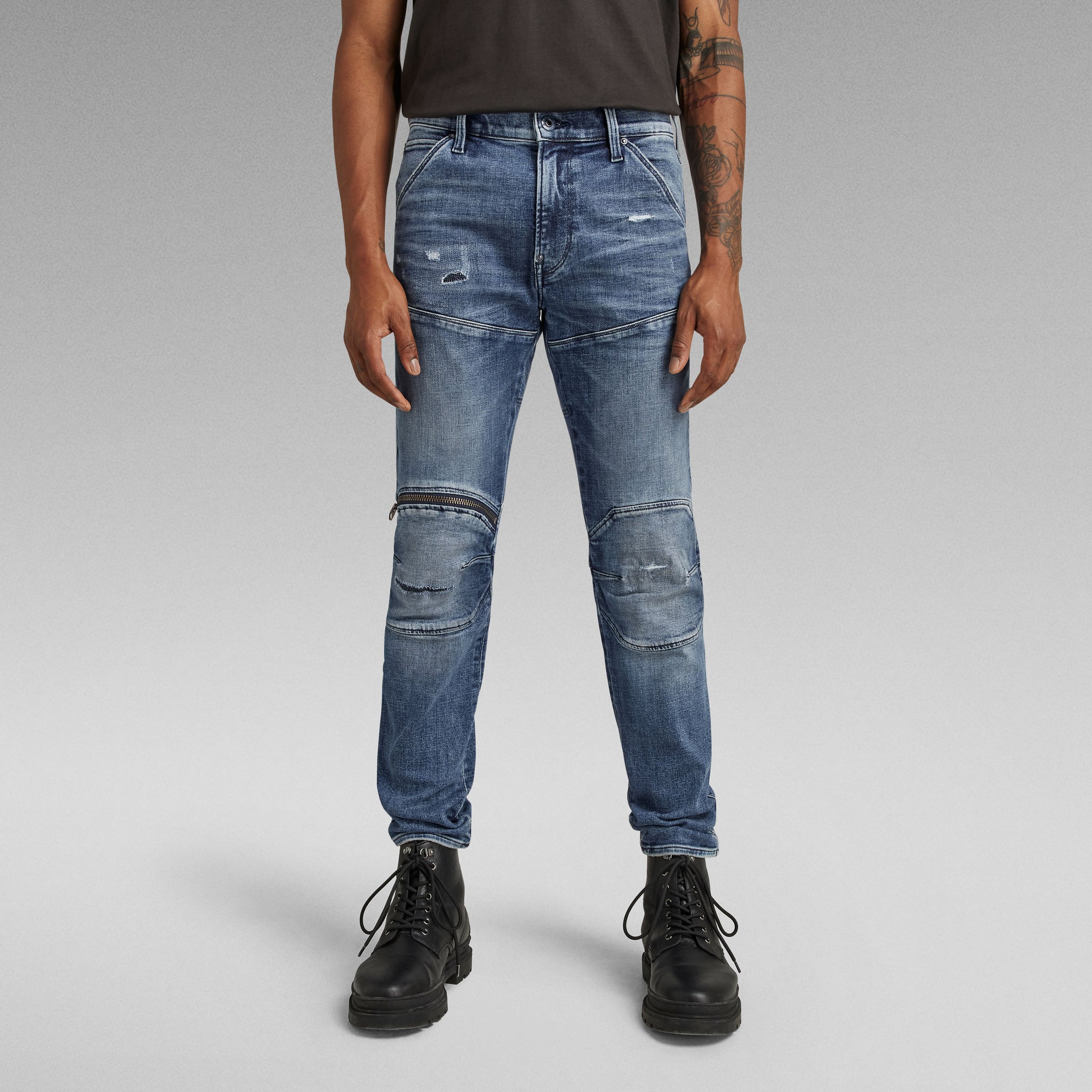 G-Star Raw - 5620 3D Zip Knee Skinny Jeans (Faded Cascade Restored 