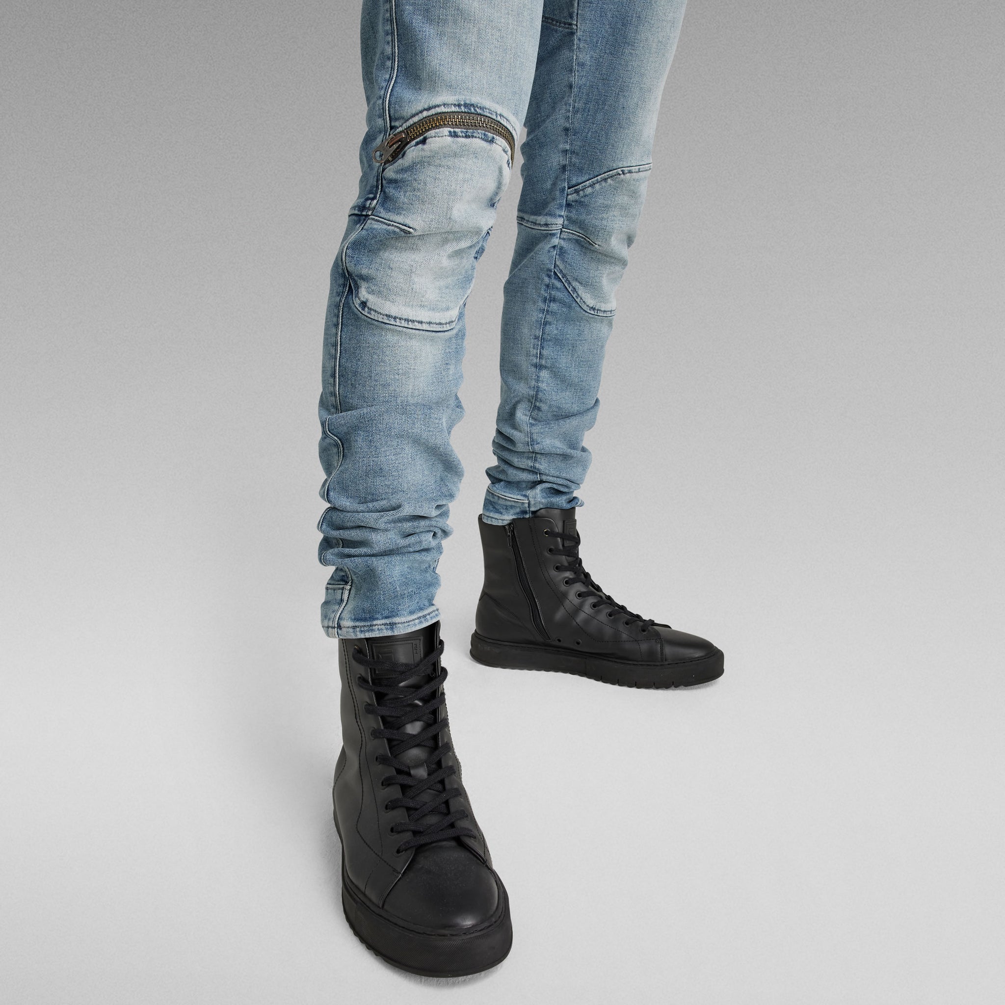 Raw - 5620 3D Zip Knee Skinny Jeans (Light Indigo – Octane