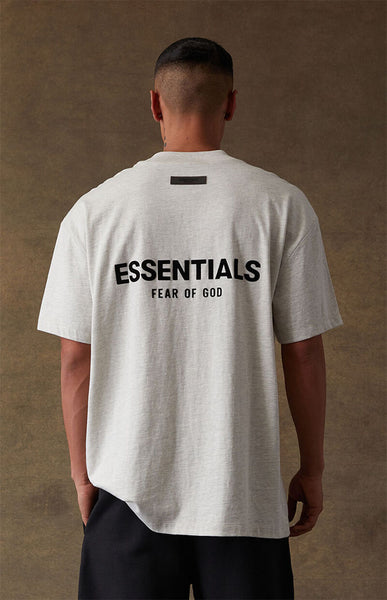 Essentials -  Velvet Logo Tee (Light Oatmeal)