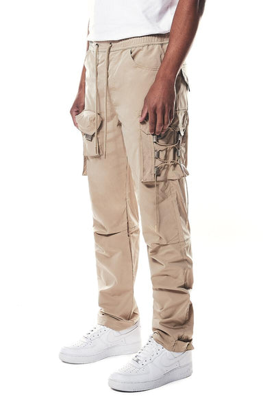 Smoke Rise - Mixed Media Utility Nylon Pant (Khaki)