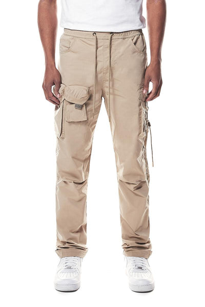 Smoke Rise - Mixed Media Utility Nylon Pant (Khaki)