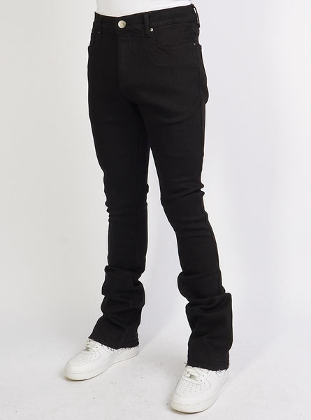 Politics Jeans - Stacked Flare Denim Jeans  (Black)