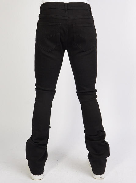 Politics Jeans - Stacked Flare Denim Jeans  (Black)